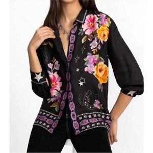 Johnny Was Rosalynda Button Down Shirt in Floral Print Size XS NWOT